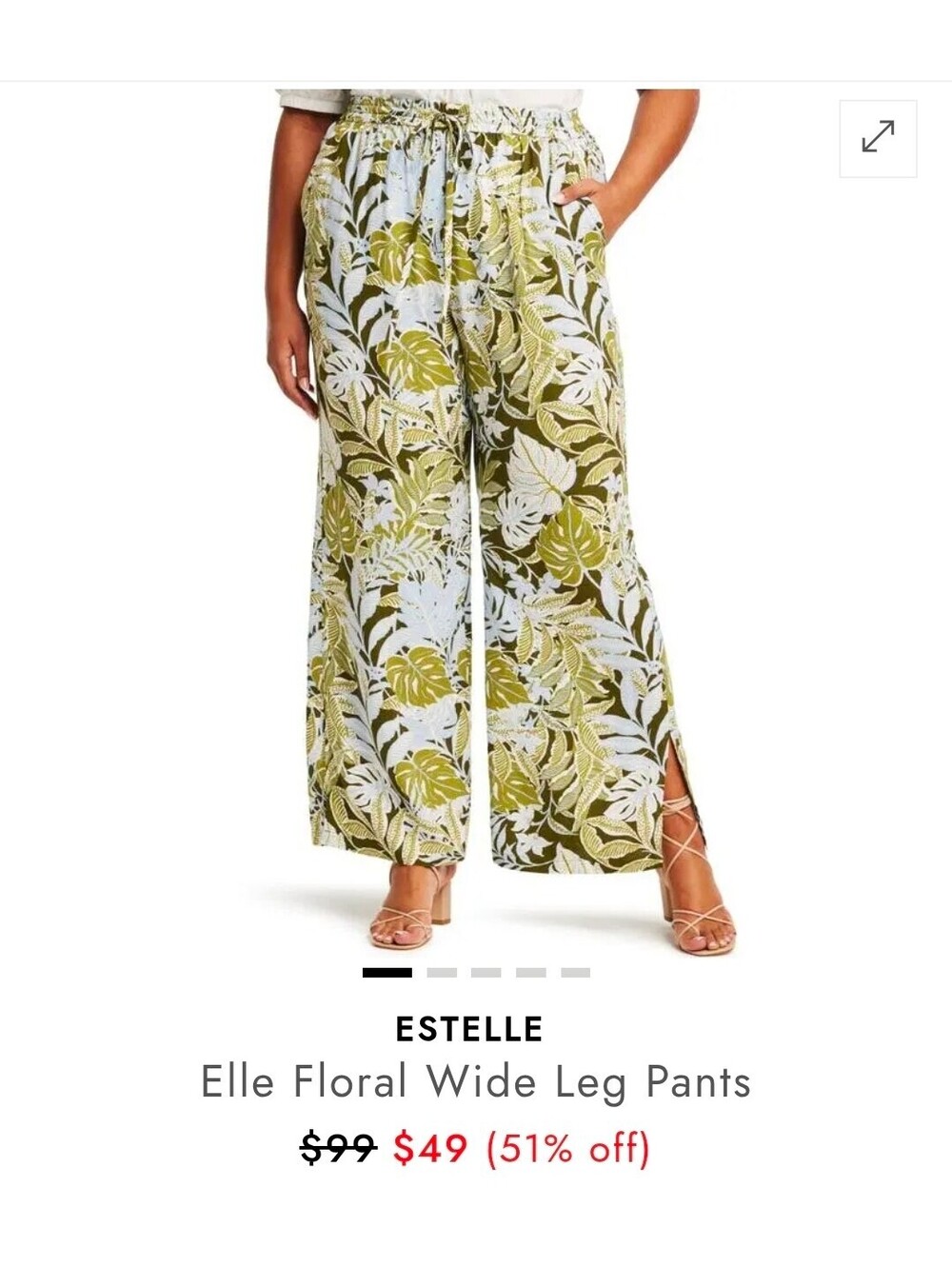 Estelle Elle Floral Wide Leg Pants 3X/24W NEW